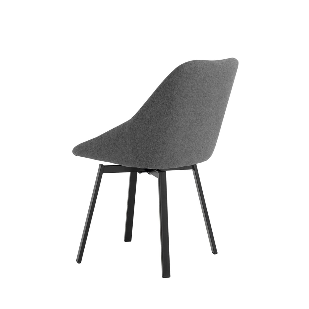 Silla de comedor acolchada gris oscuro con patas negras - Maisons du Monde