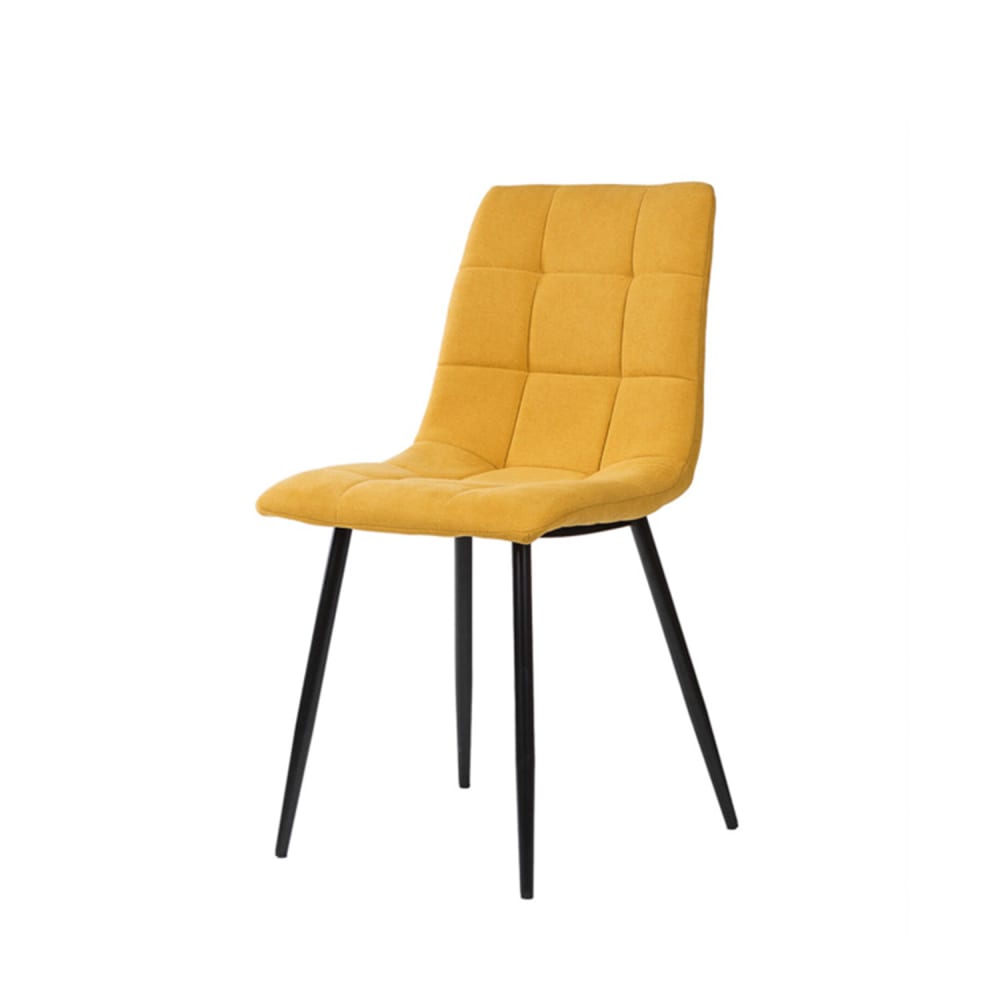 Silla de comedor acolchada mostaza con patas negras