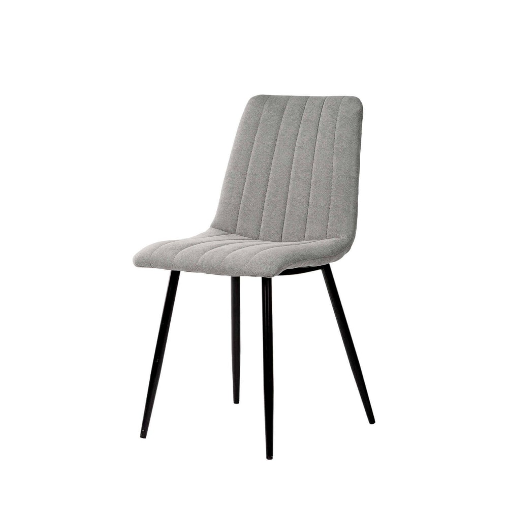 Silla de comedor acolchada gris claro con patas negras