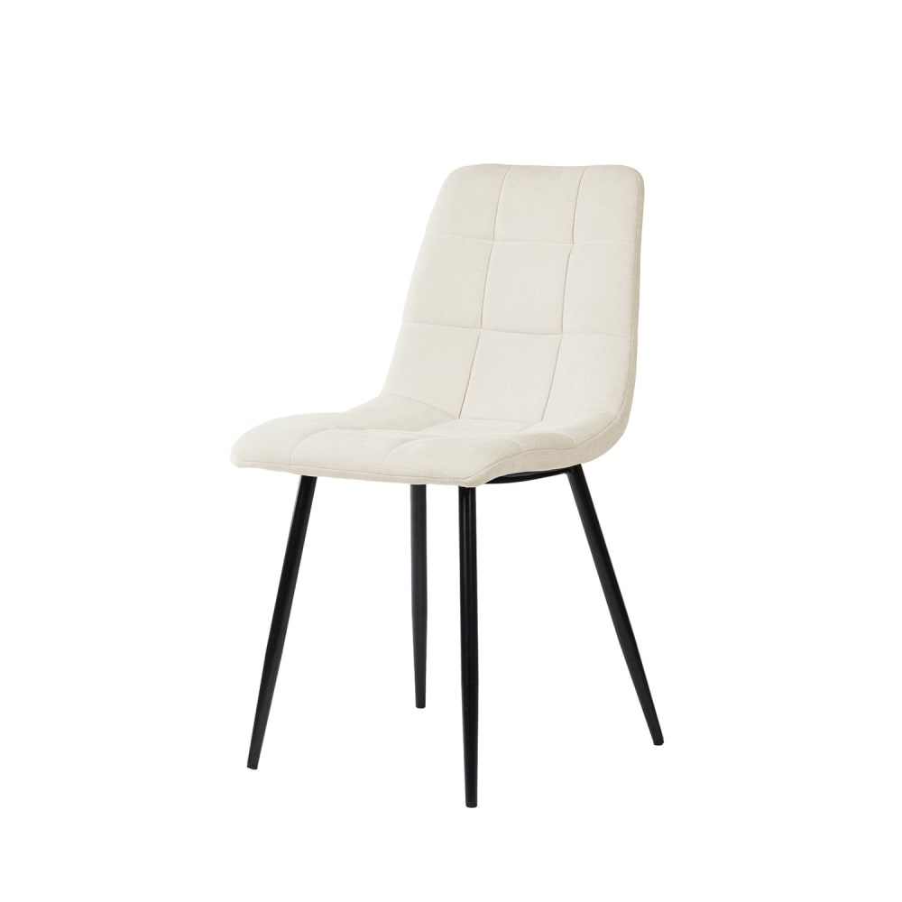 Koketto Home Beigefarbener gepolsterter Esszimmerstuhl mit schwarzen Beinen Beige Pes - Polyester