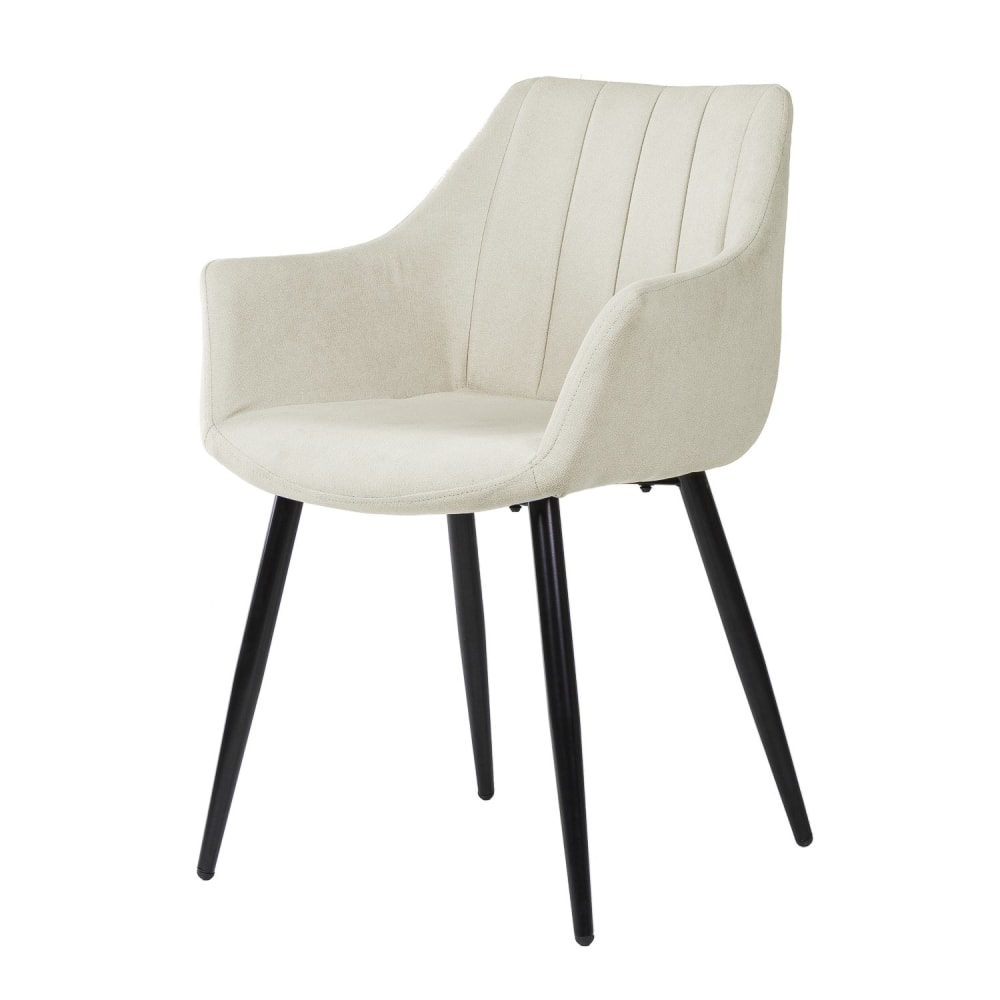 Koketto Home Stuhl mit Armlehnen, Beinen in Schwarz und Sitz in Beige. Beige Pes - Polyester