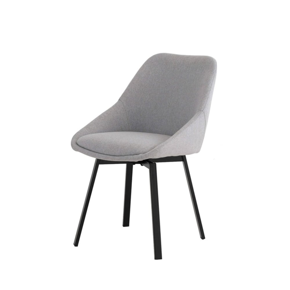Silla de comedor acolchada gris claro con patas negras