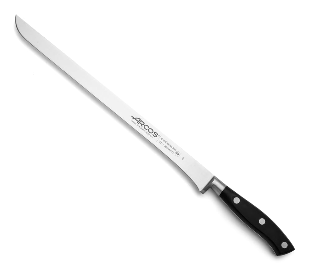 Cuchillo jamonero acero inoxidable forjado nitrum 300 mm mango negro