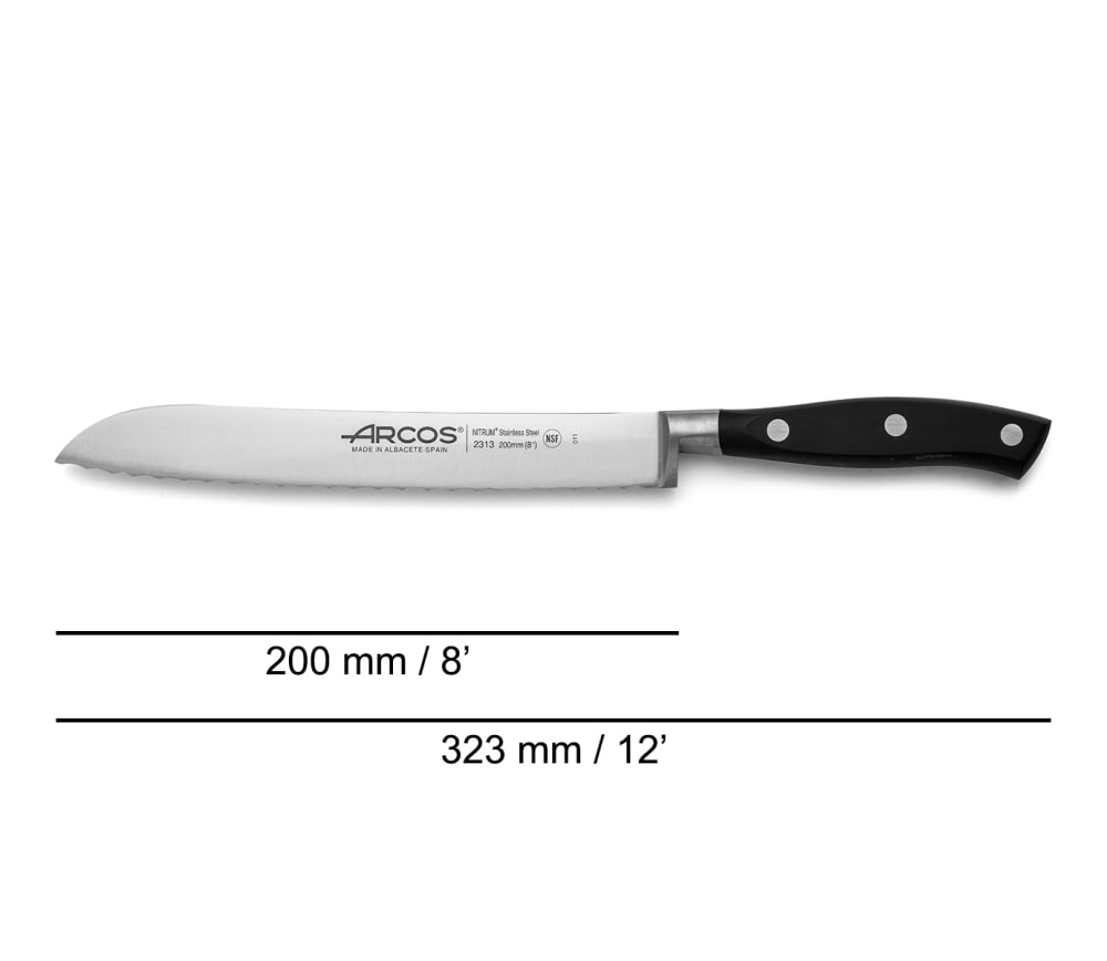 Cuchillo panero acero inoxidable forjado nitrum 200 mm mango negro - Maisons du Monde