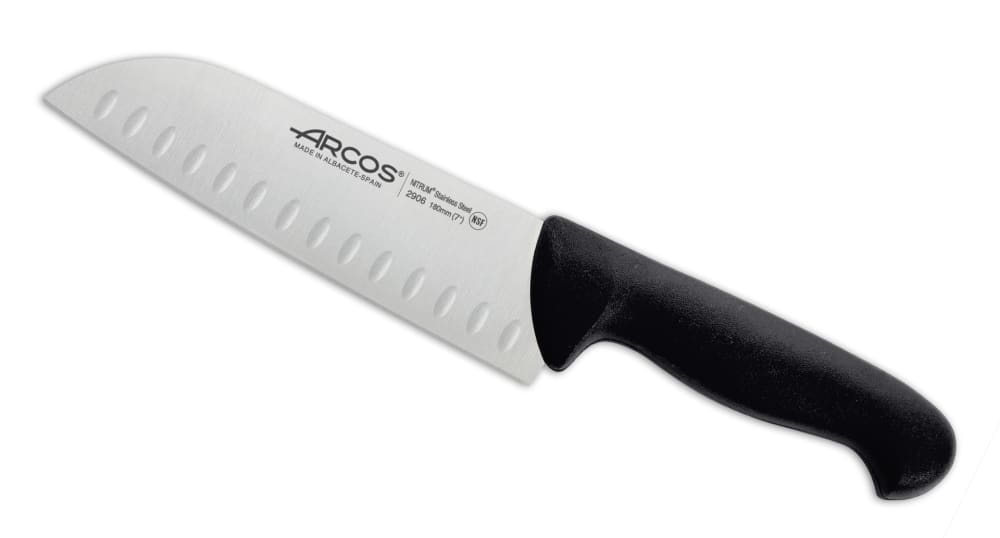 Cuchillo santoku con alveolos acero inoxidable nitrum de 180 mm negro