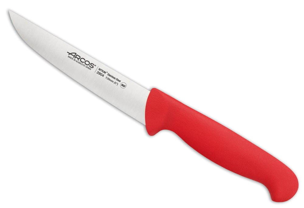 cuchillo cocina de acero inoxidable nitrum de 130 mm mango rojo