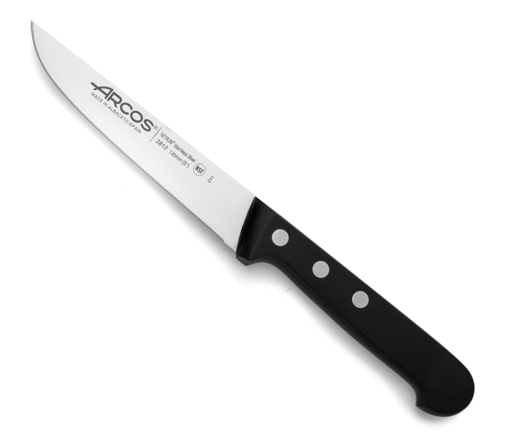 Cuchillo de cocina de acero inoxidable nitrum 130 mm mango negro