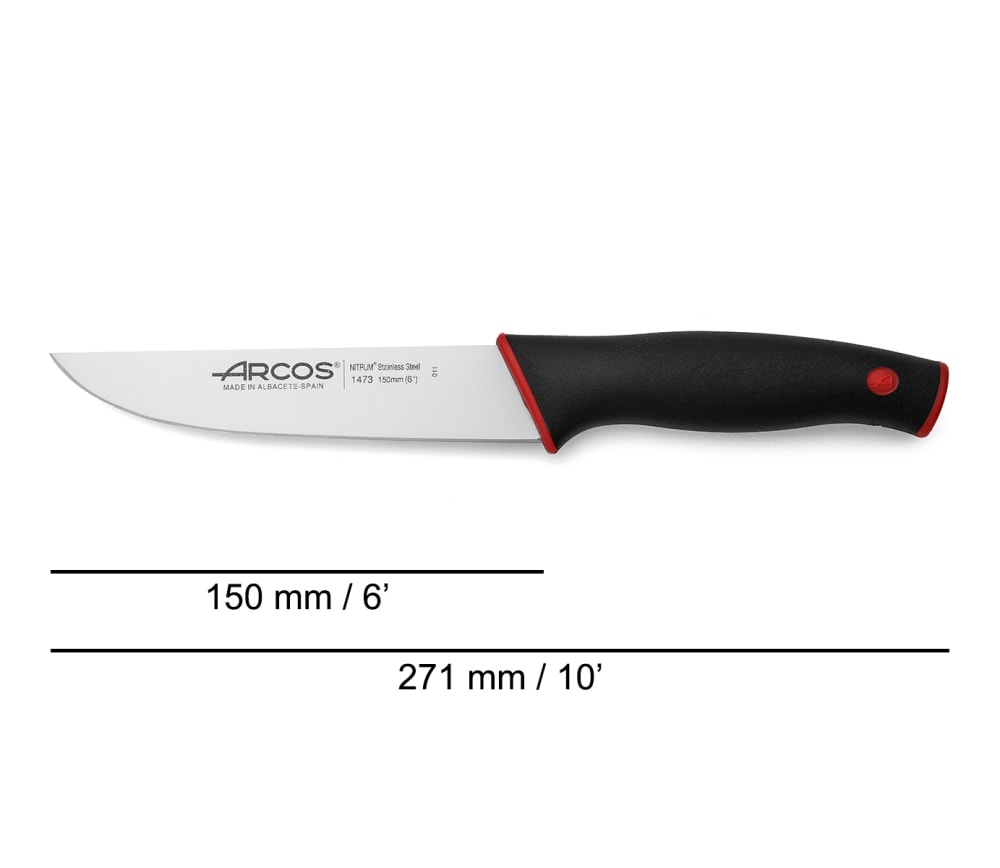 Cuchillo de cocina de acero inoxidable de 150 mm con mango negro rojo - Maisons du Monde