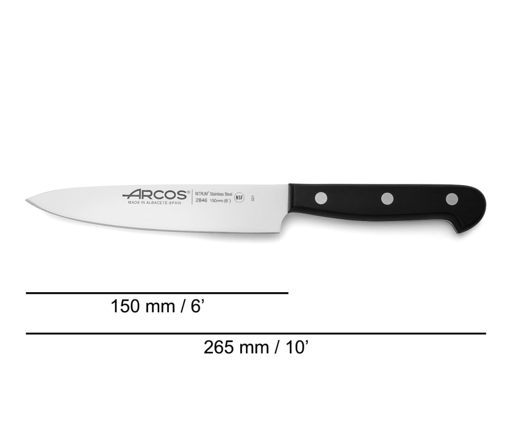 Cuchillo cocinero de acero inoxidable nitrum 150 mm mango negro - Maisons du Monde