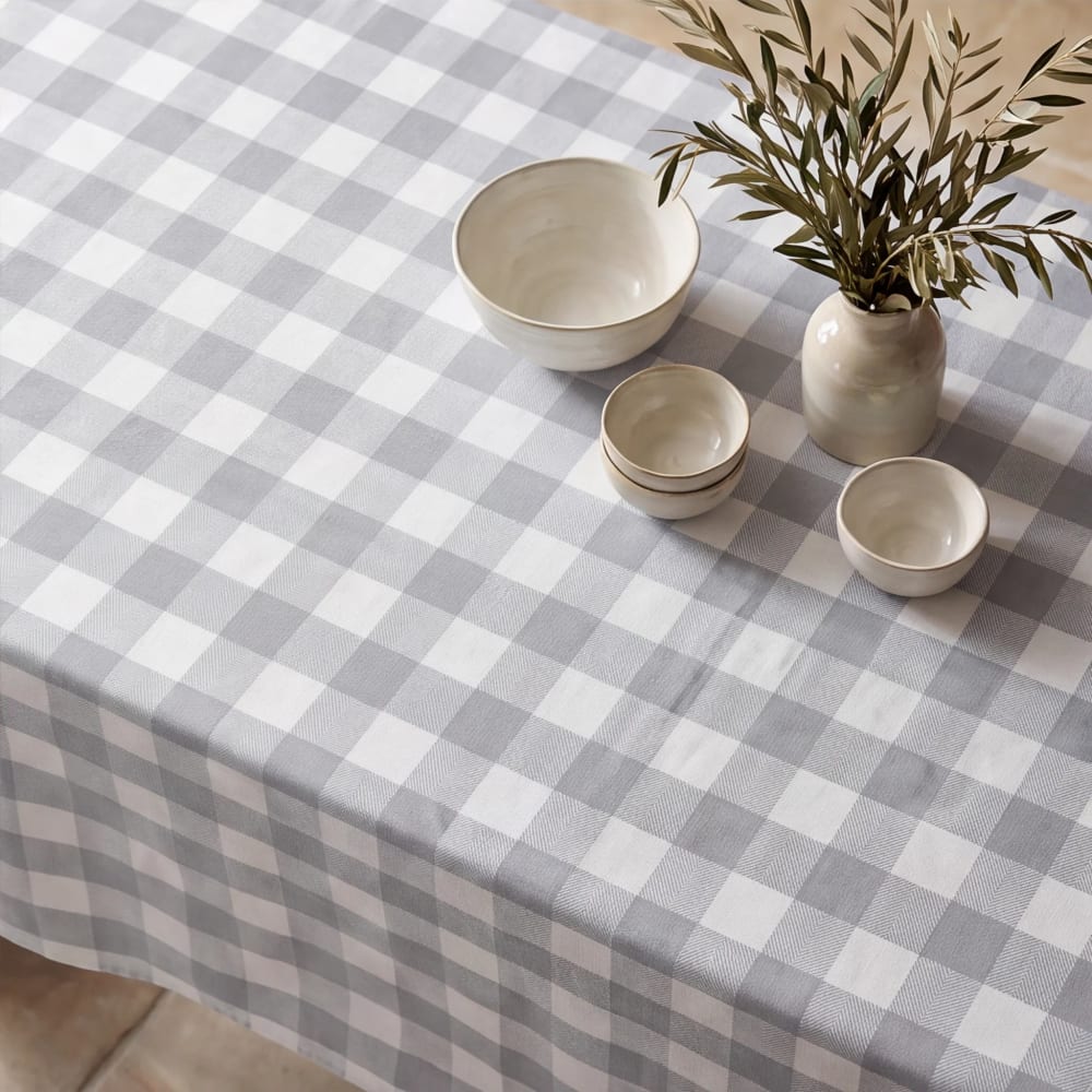 Muare Home Fleckenschutz-Tischdecke 100 % Baumwolle Grau 200x155 cm Grau Baumwolle