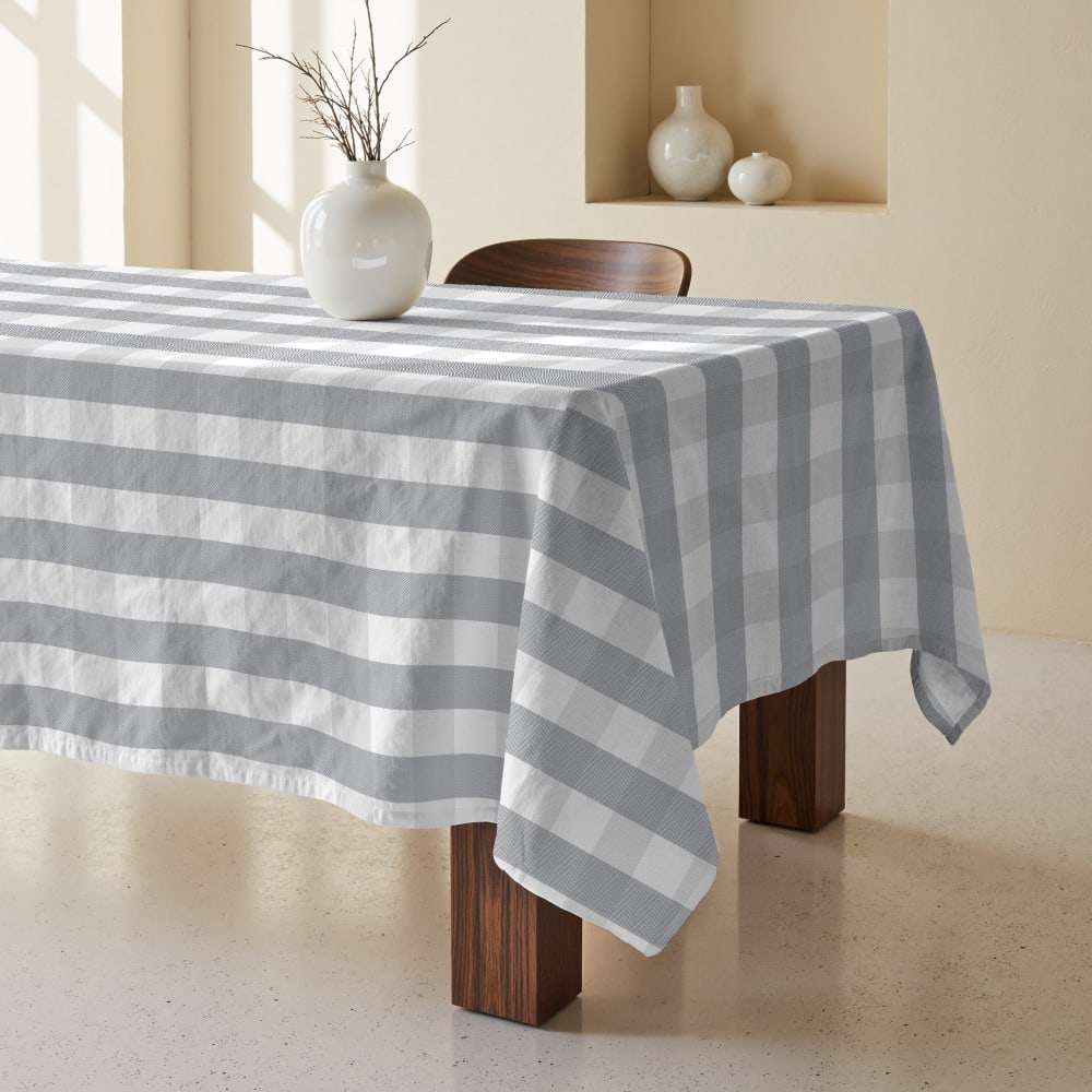 Fleckenschutz-Tischdecke 100 % Baumwolle Grau 155x155 cm -