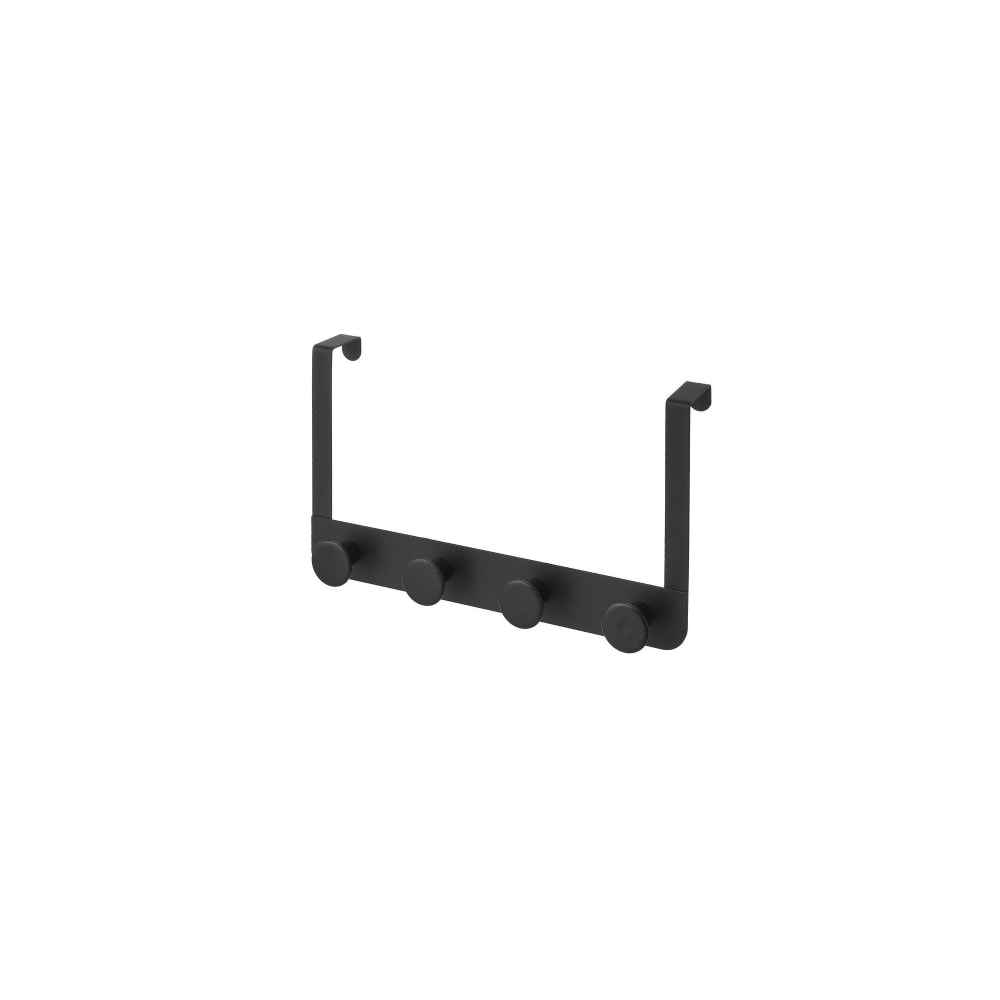 Portemanteau de porte 4 crochets en métal et ABS noir 35x8,5x20cm