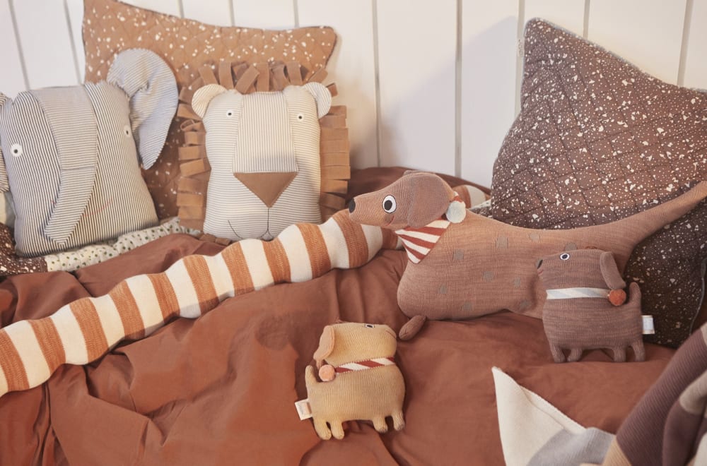 Peluche avec chiots en coton et en polyester H36x35x16cm / H17x14x6cm (OYOY Living Design) - Image 2