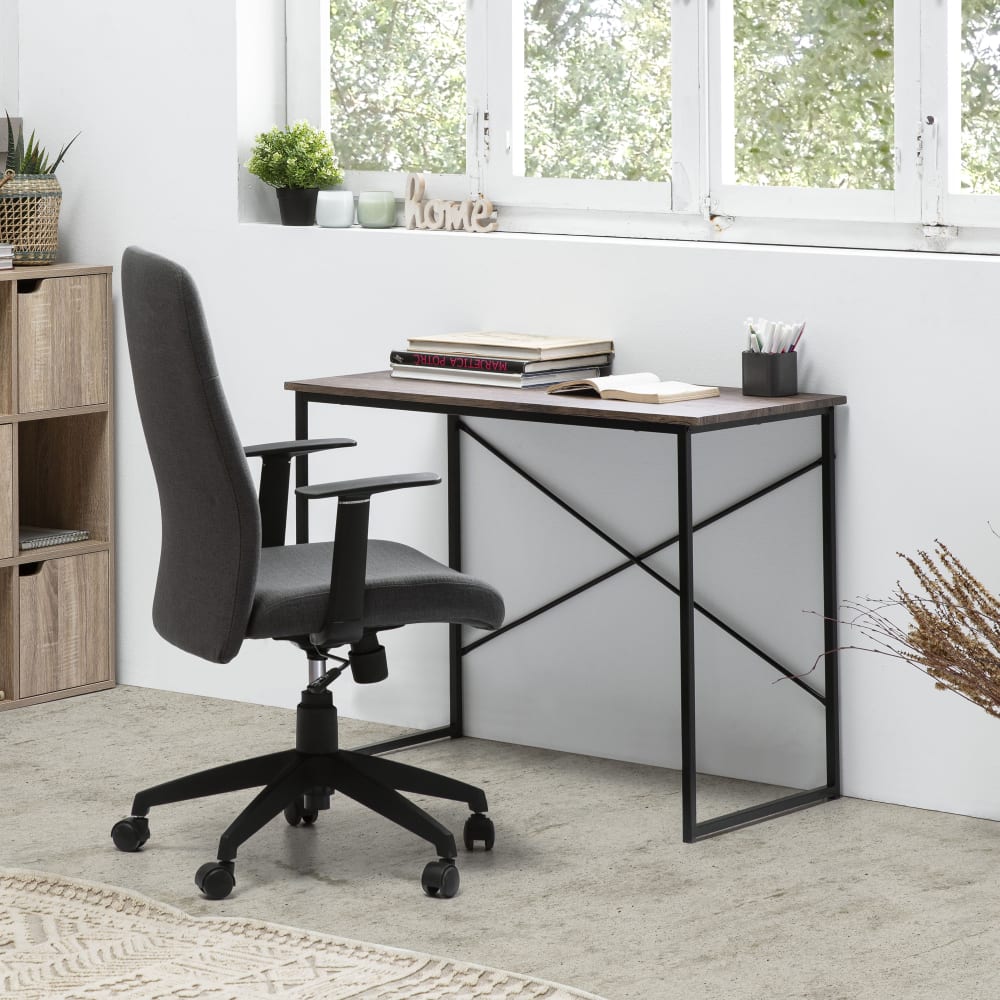 Bureau noir, style industriel, 90 cm longueur