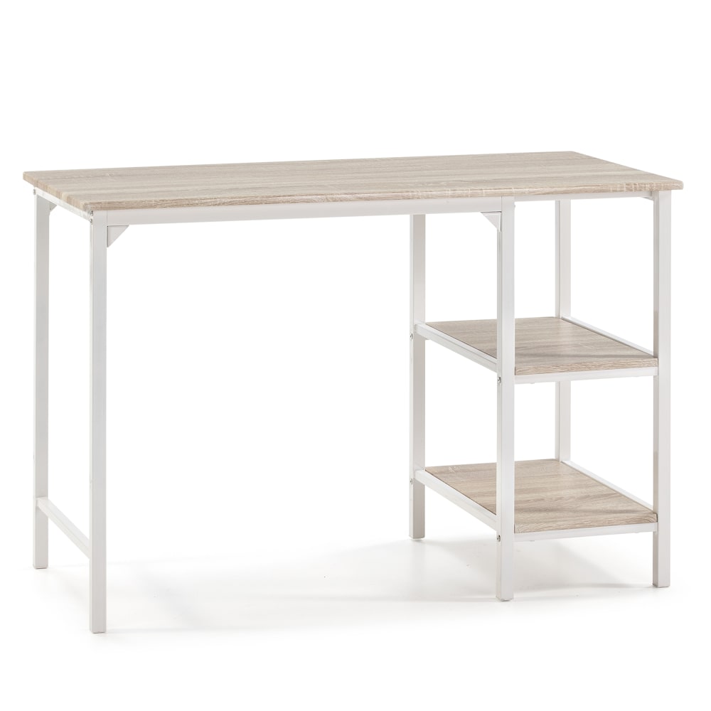 bureau blanc, 2 étagères,