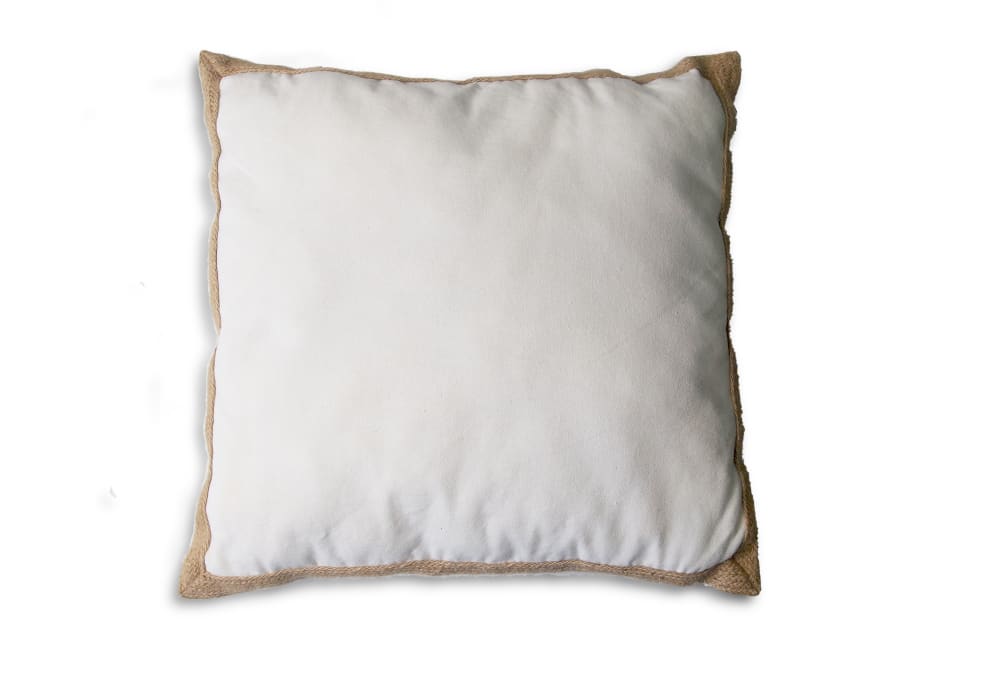 Cojín blanco detalles yute 45x45