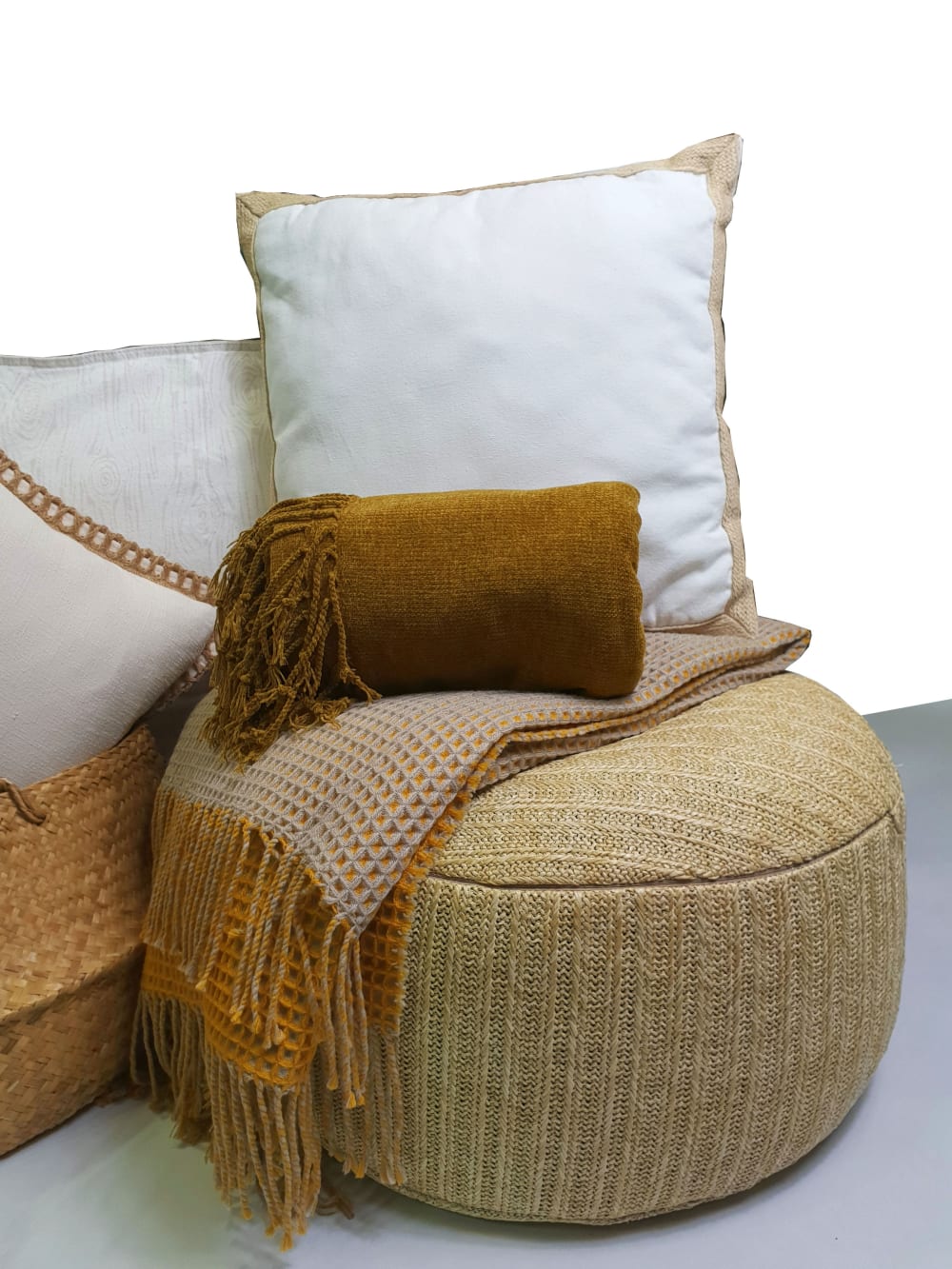 Cojín blanco detalles yute 45x45 - Maisons du Monde