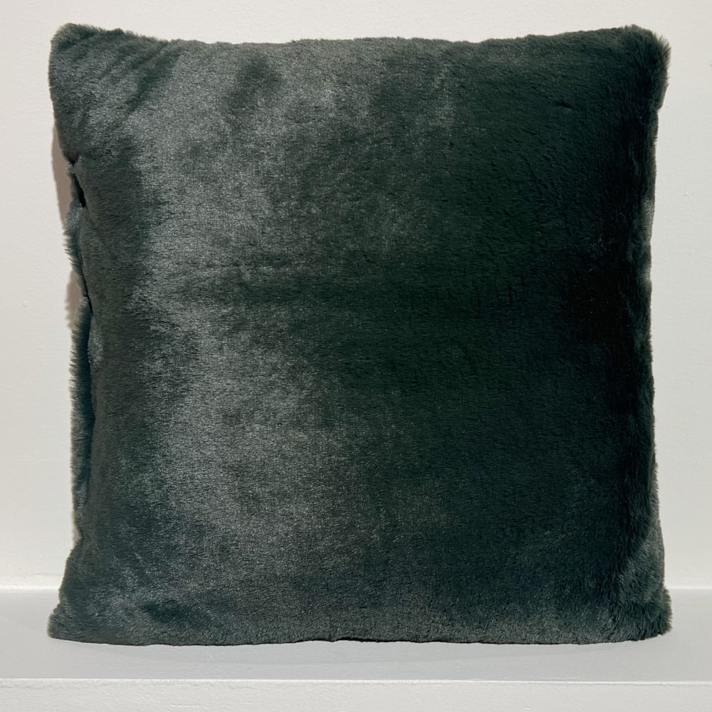 Cojín pelo corto verde oscuro 45x45 cm - Maisons du Monde
