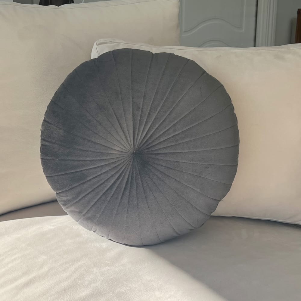 Cojín redondo terciopelo gris antracita 40 cm