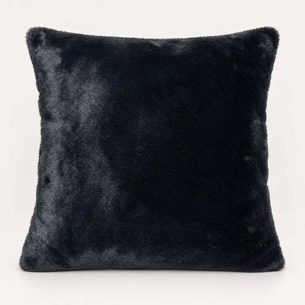 Cojín pelo corto negro antraciata 45x45 - Maisons du Monde