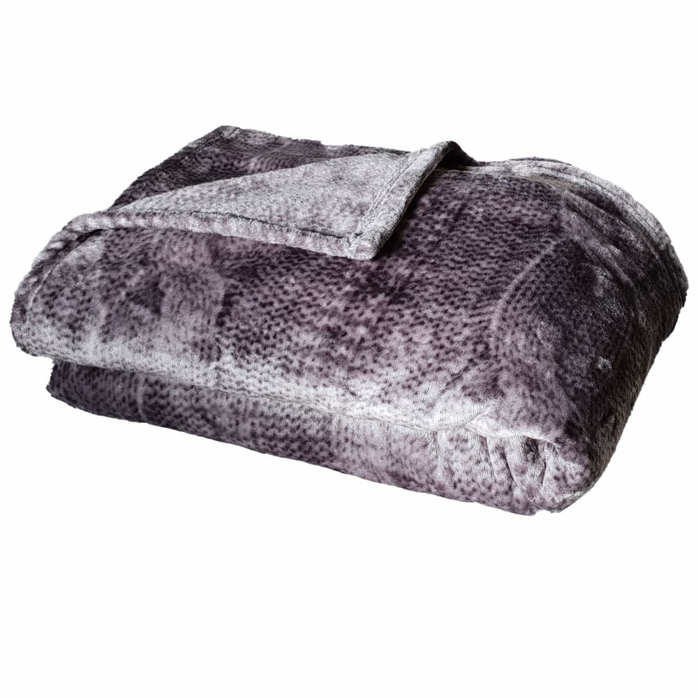 Manta Grande Invierno Coralina Gris Estampado Trenzas 220x220 cm - Maisons du Monde