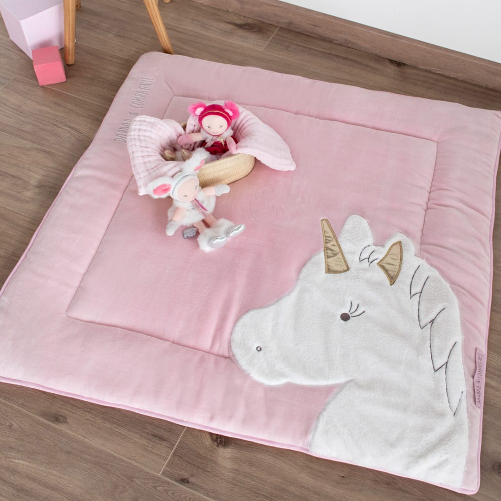 Tapidou Licorne rose 100 x 100 cm - Maisons du Monde