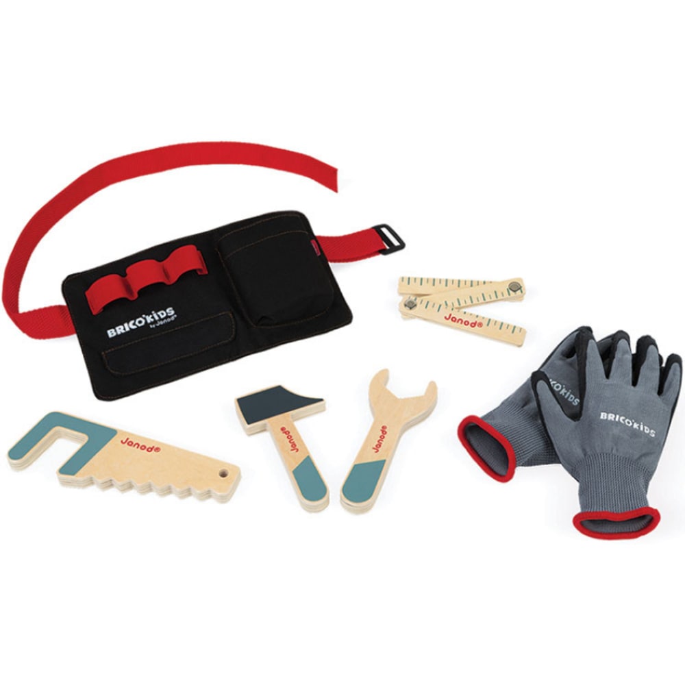 Janod Werkzeuggürtel mit Handschuhen style modern MEHRFARBIG HOLZ Kinder