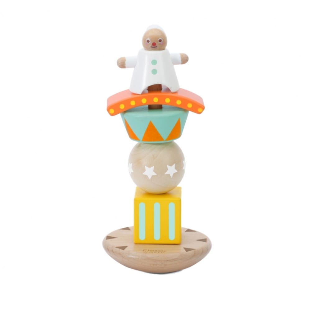 Classic World Balancierender Stapel-Clown ORANGE HOLZ Baby