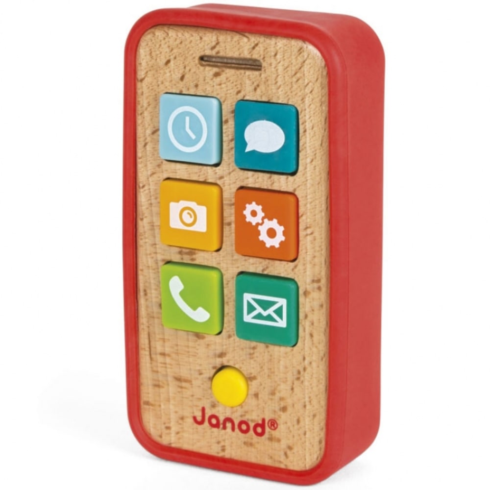Janod Smartphone Holz mit funktionen style modern ROT HOLZ Baby