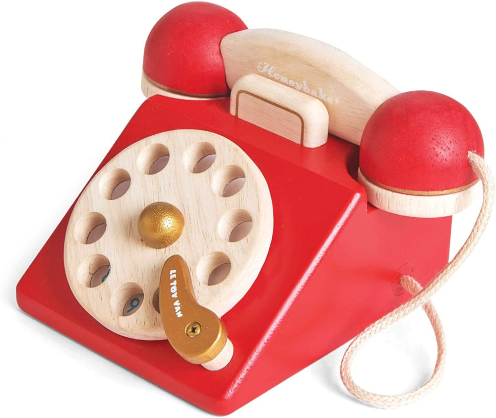 LE TOY VAN Spielzeug aus massivem Holz. Realitätsgetreues Telefon für Kinder. Vintage Telefon von Le Toy Van. Artikelnummer TV323. Rot