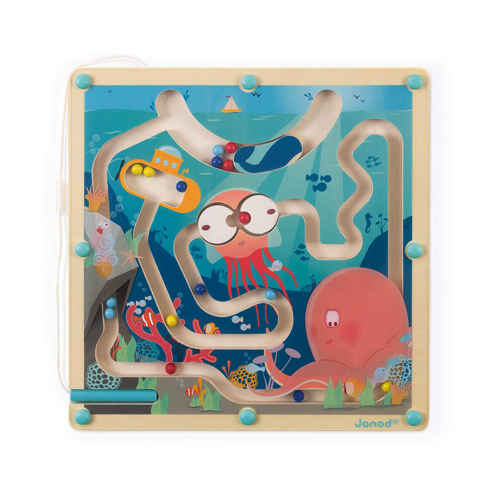 Janod Kugellabyrinth der Ozean BLAU HOLZ Baby
