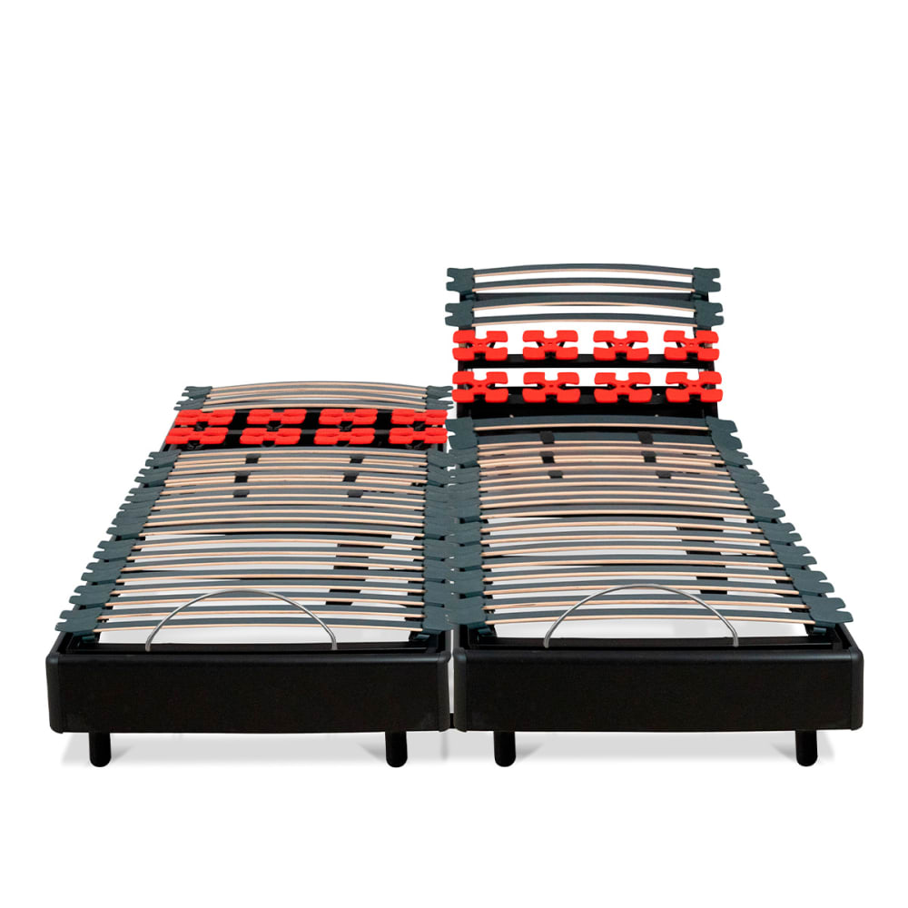 Bellecour Jeu de 2 sommiers électrique lattes plots 2x70x190 style classique chic Noir Bois