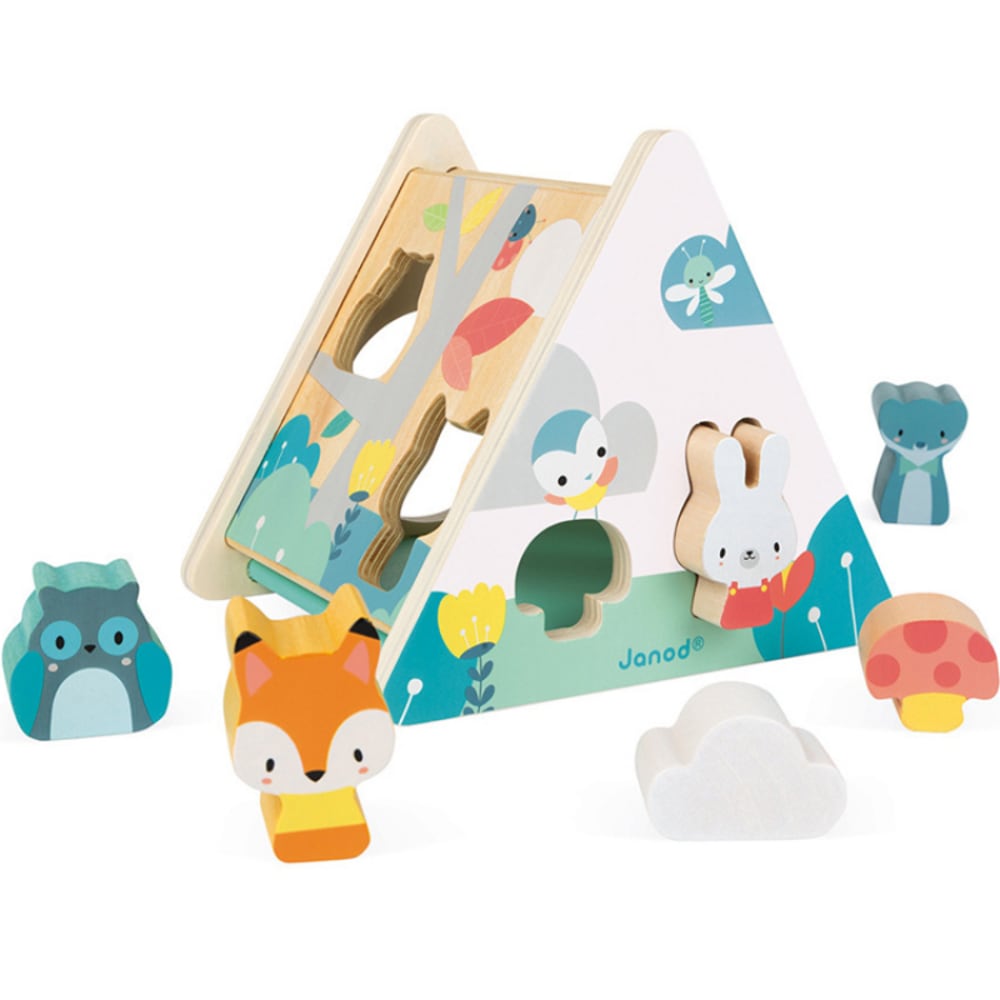 Janod Boîte à formes animaux Pure style contemporain Multicolore Bois - 18x15x16cm