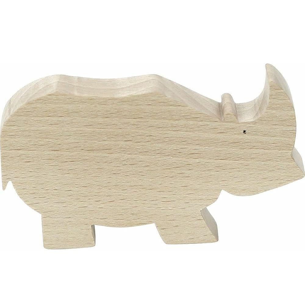 Vilac Rhinocéros Pompon Beige Bois - 9x6x2cm