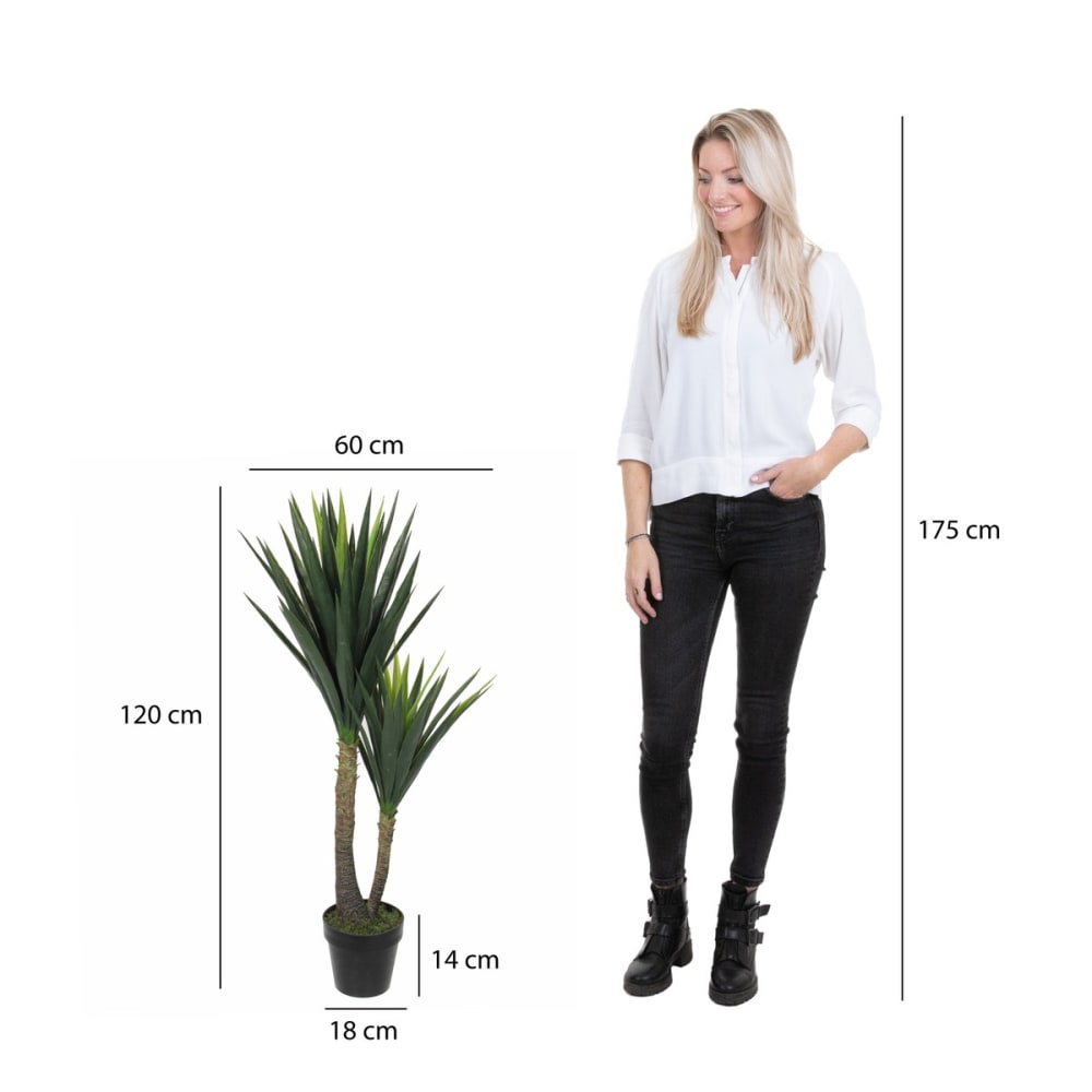Pianta artificiale yucca verde h120xb60xl60cm - Mica Decorations