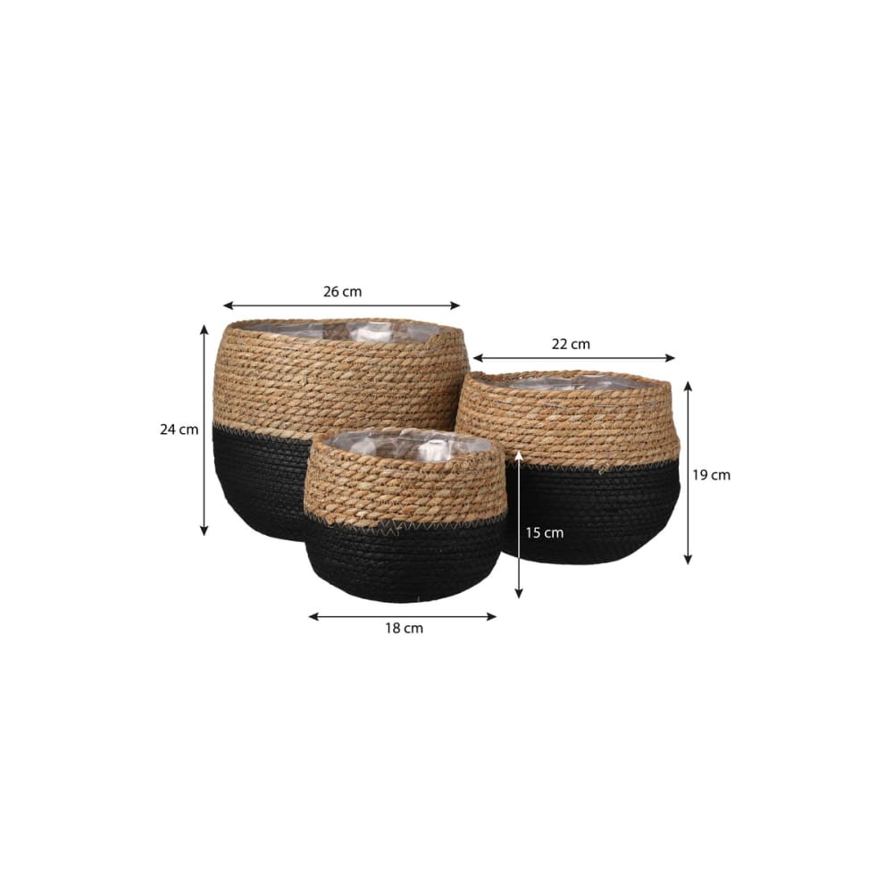 Blumenkasten Jorck Schwarz Seegras H24xB26xL26cm - Maisons Du
