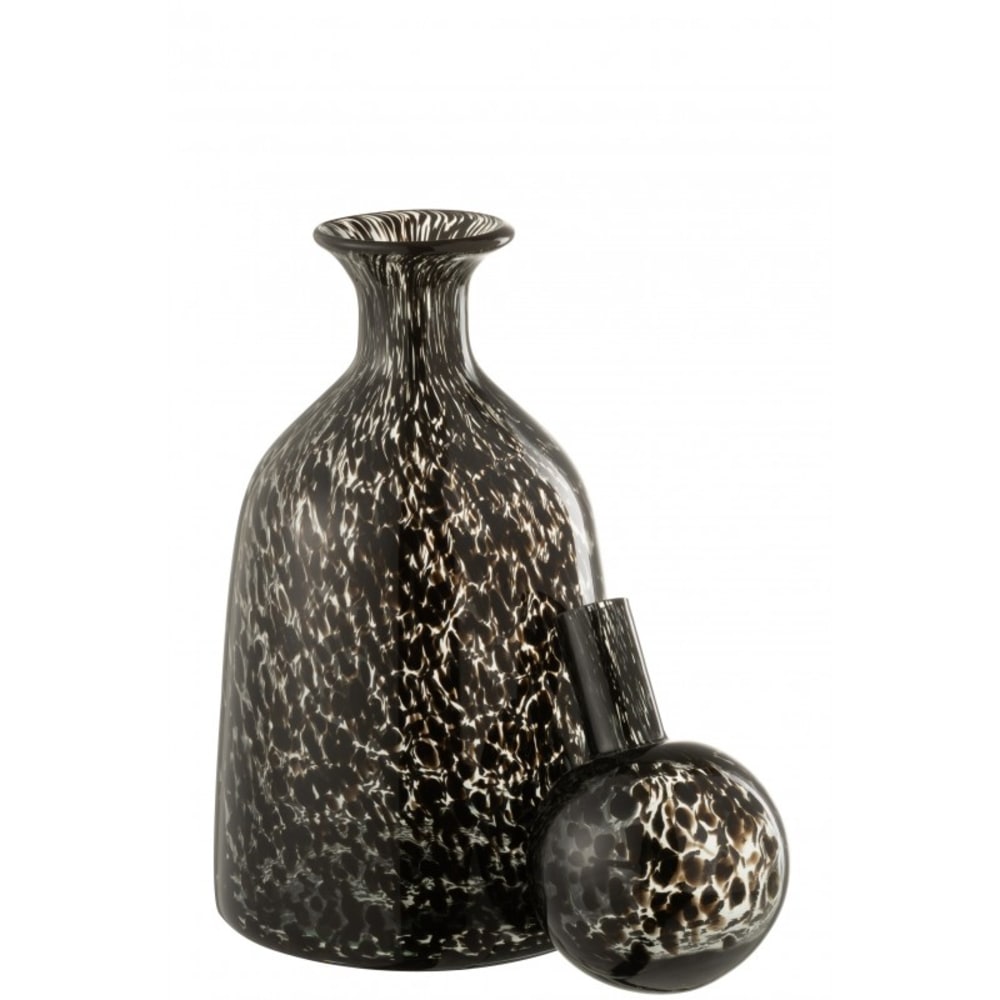 Bouteille décorative et bouchon verre noir H33,5cm - Maisons du Monde