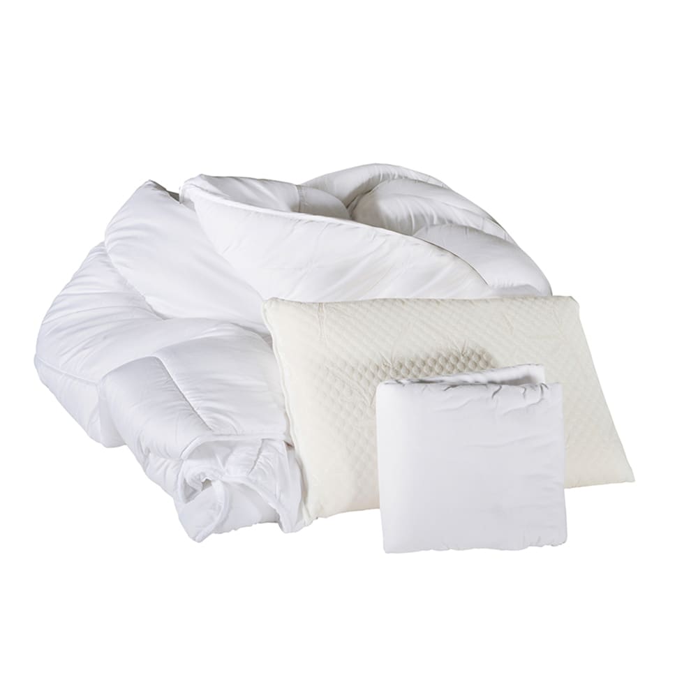 Pack complet literie : oreiller(s) + protège-matelas + couette