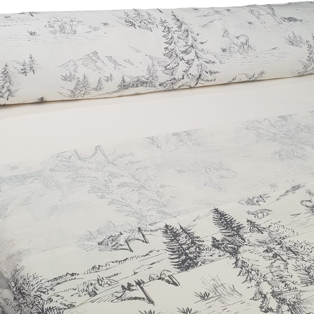 Juego de sábanas 100% algodón 3 piezas ciervos montaña - cama 135 cm