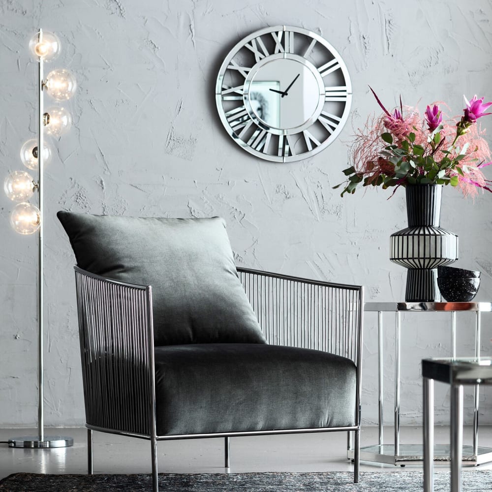 Lampadaire en acier chromé et verre h160 - Maisons du Monde