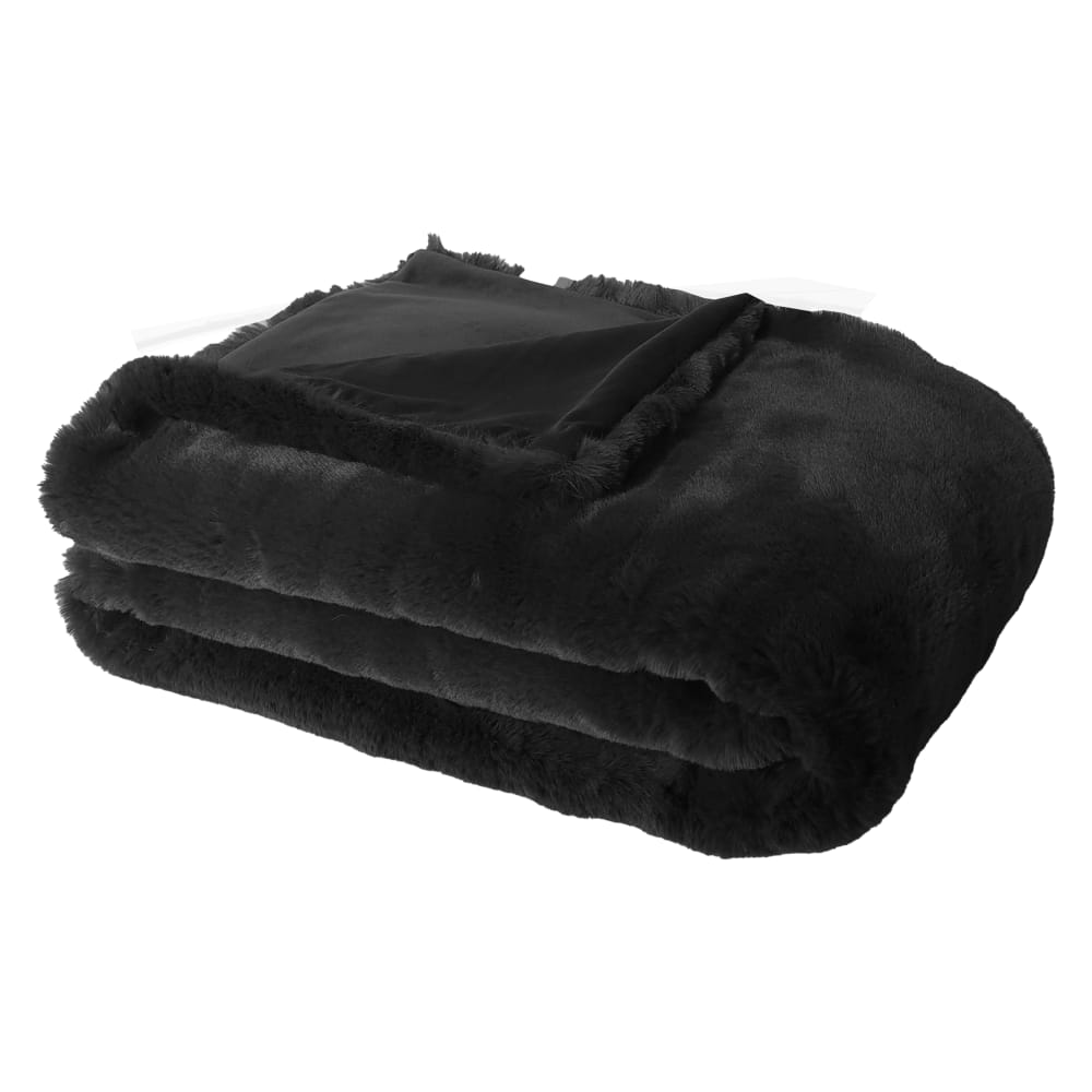 Manta de imitación piel negra antracita de pelo corto 170x130 cm - Maisons du Monde