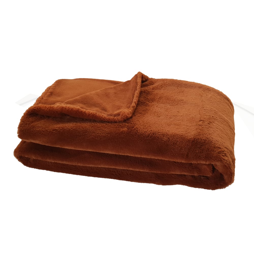 Manta imitación piel terracota de pelo corto 170x130 cm - Maisons du Monde