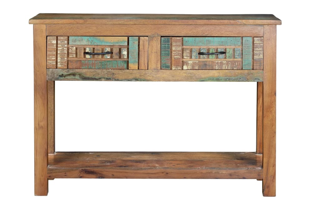 Consola exclusiva madera reciclada multicolor