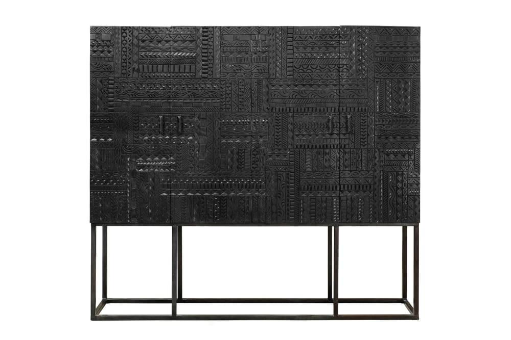 Consolle in massello di mango intagliato - Modello Esotico - Marrone - LEGNO