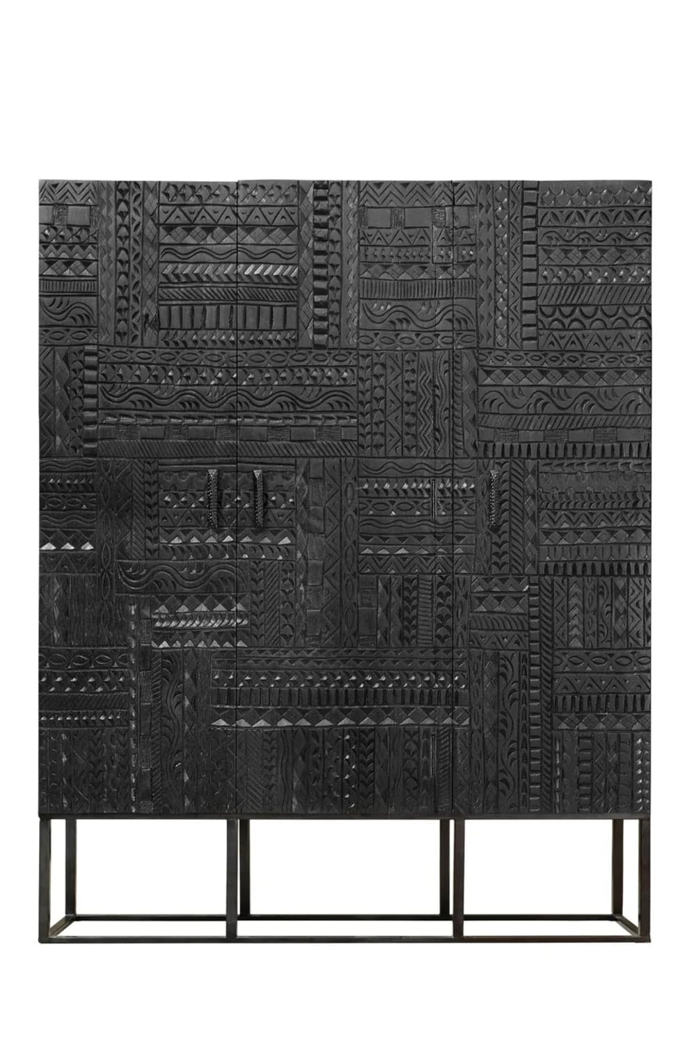 Aparador de madera mango y metal nogal oscuro