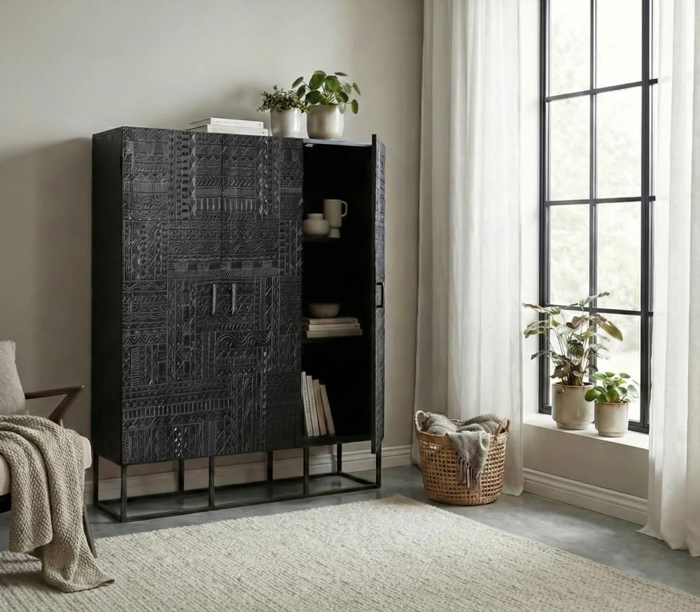 Aparador de madera mango y metal nogal oscuro - Maisons du Monde