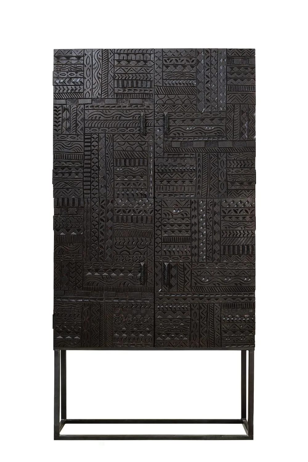 GINER Y COLOMER Aufbewahrungsschrank aus Mangoholz und Eisenbeinen style exotic Braun