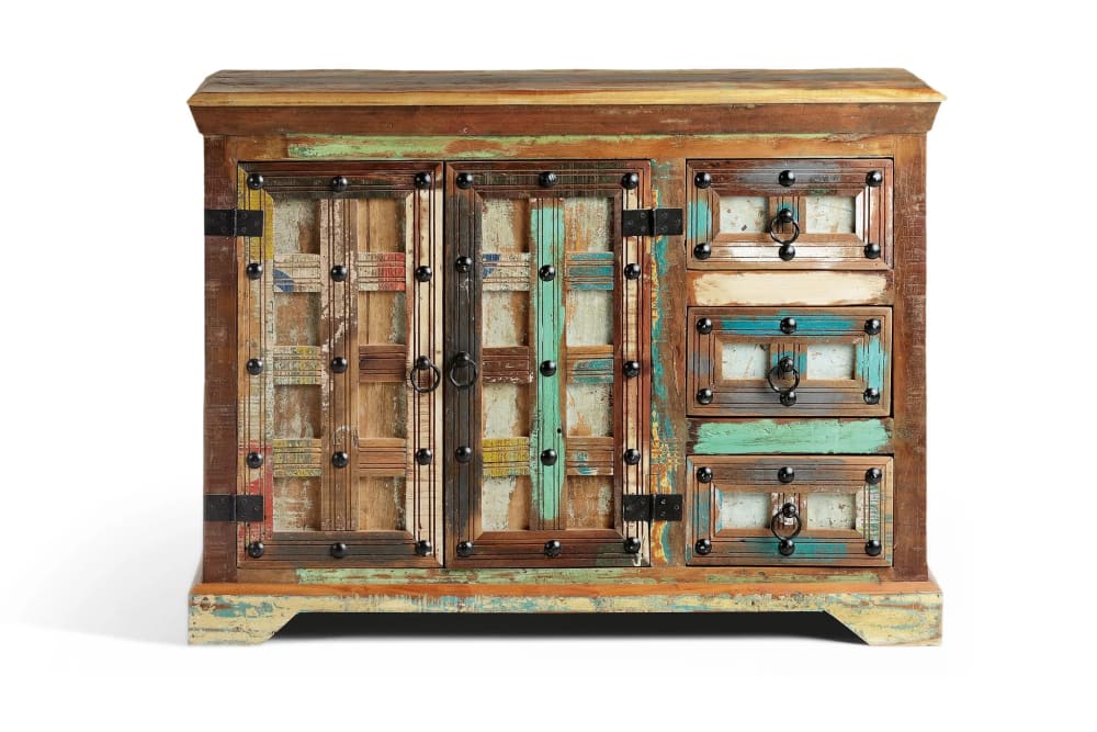 Credenza a 3 ante e 3 cassetti - Modello Esotico - Multicolore - LEGNO