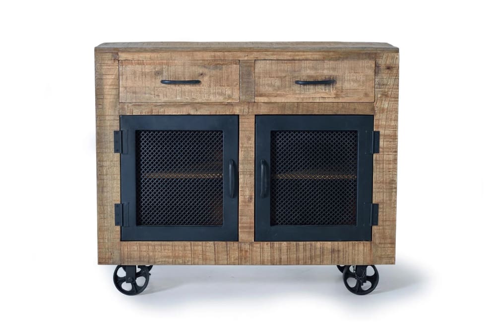 GINER Y COLOMER Sideboard im Industriestil mit Metalltüren und Rollen. Mit Einlegeböden im Inneren. Artikelmaße: 85cm Höhe -100cm Länge - 38cm.