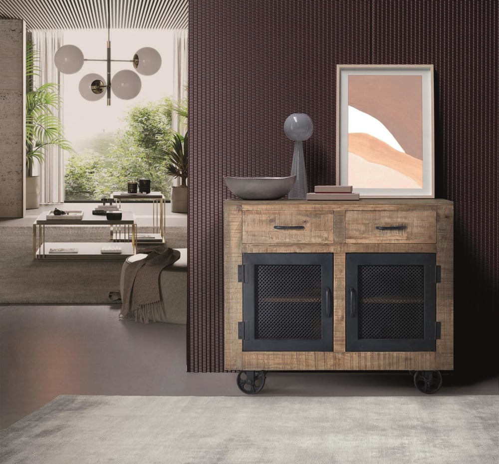 Buffet en manguier et métal naturel